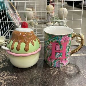 Ice Cream Subdae Sugar Bowl And Lily Pulitzer H Mug